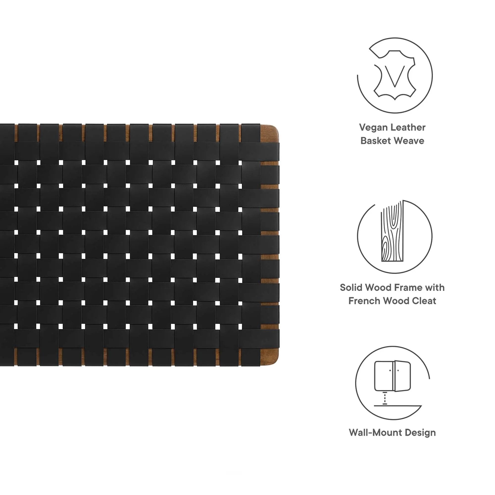Sparta Weave Wall-Mount Vegan Leather Twin Headboard by Modway by HouseOfZazla