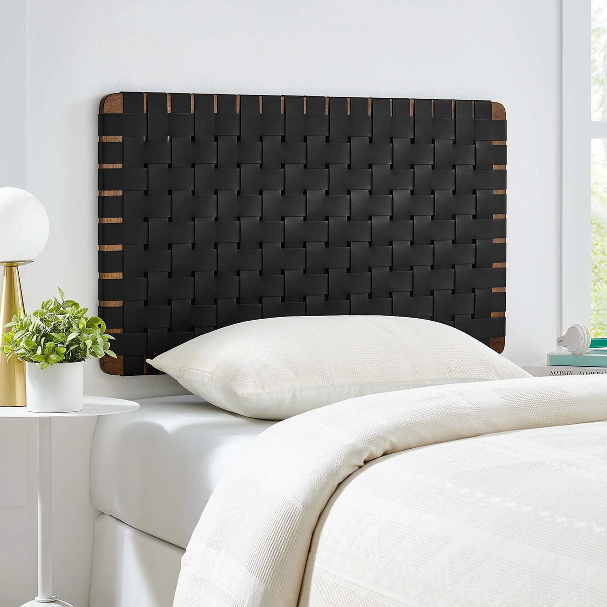 Sparta Weave Wall-Mount Vegan Leather Twin Headboard by Modway by HouseOfZazla