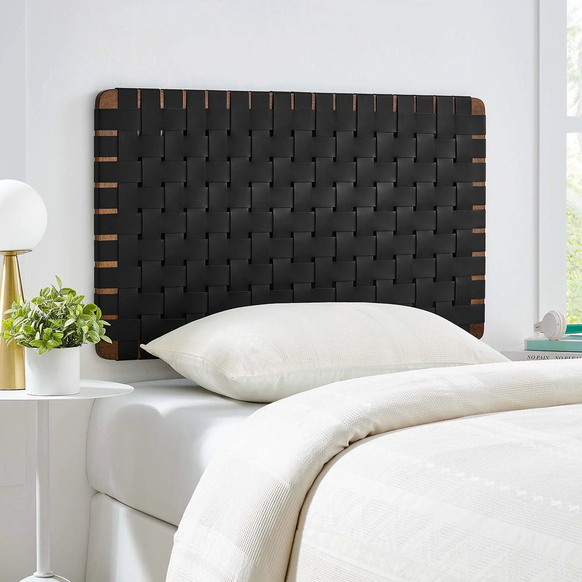 Sparta Weave Wall-Mount Vegan Leather Twin Headboard by Modway by HouseOfZazla