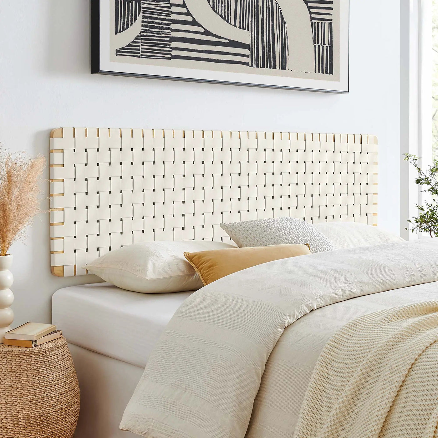 Sparta Weave Wall-Mount Vegan Leather King Headboard by HouseOfZazla