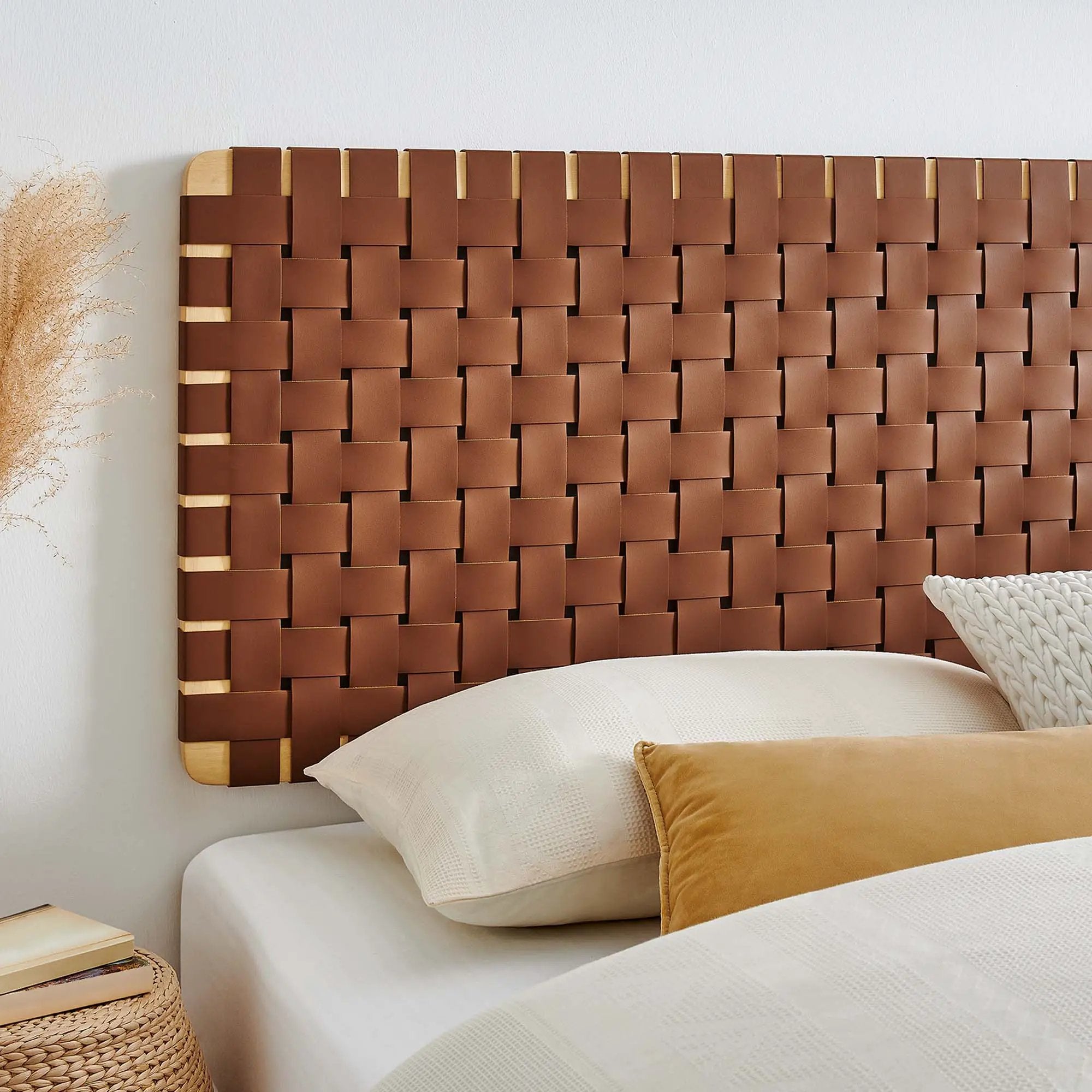 Sparta Weave Wall-Mount Vegan Leather King Headboard by HouseOfZazla