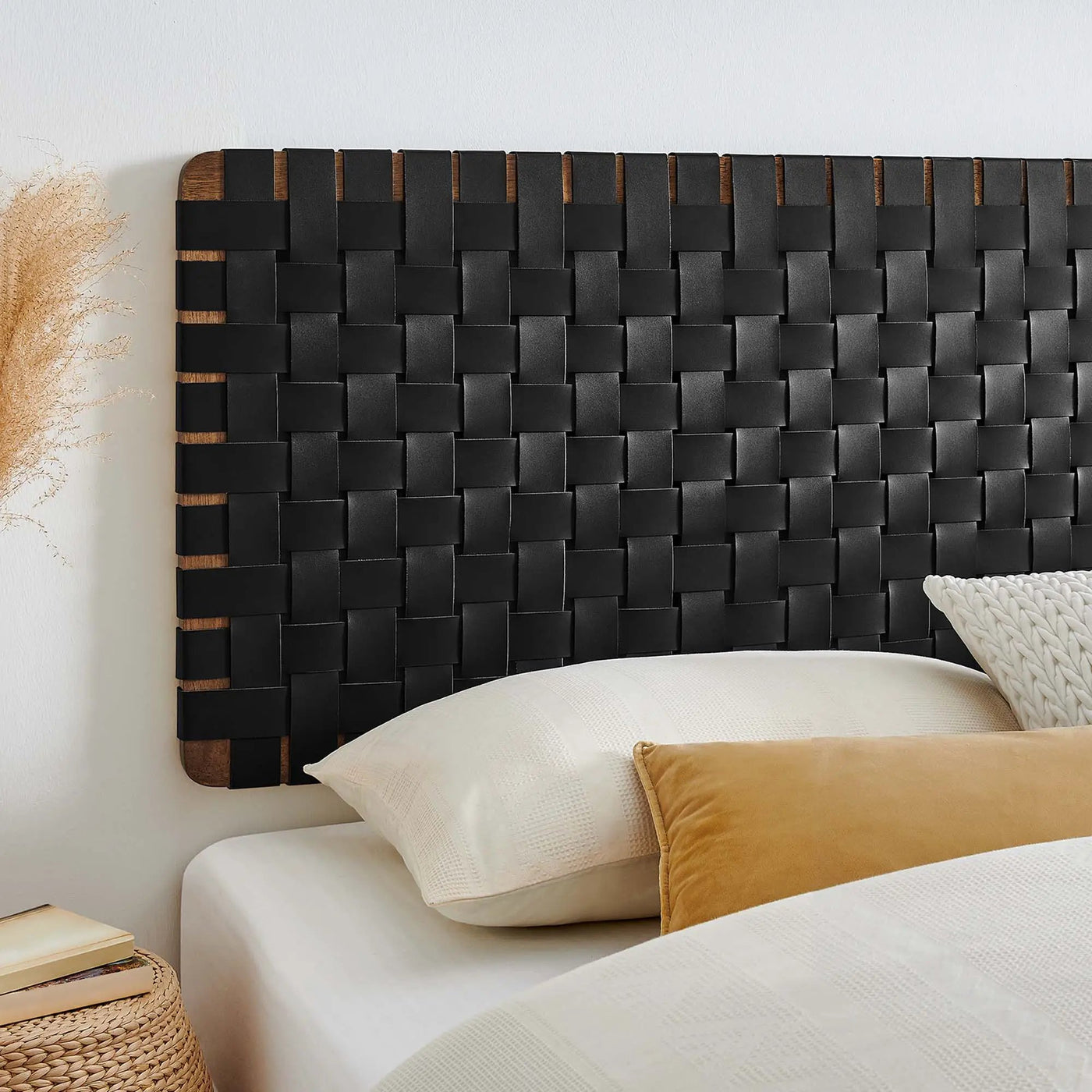 Sparta Weave Wall-Mount Vegan Leather King Headboard by HouseOfZazla