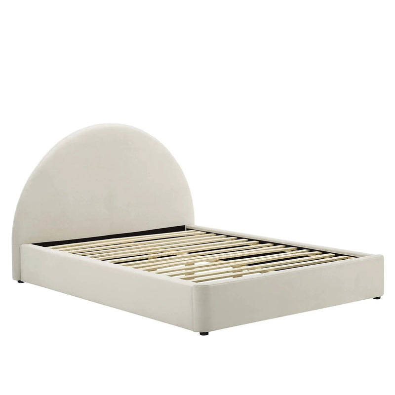Resort Performance Velvet Arched Round Full Platform Bed by HouseOfZazla