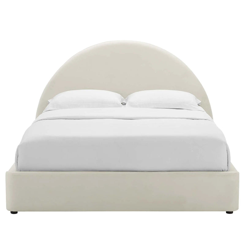Resort Performance Velvet Arched Round Full Platform Bed by HouseOfZazla