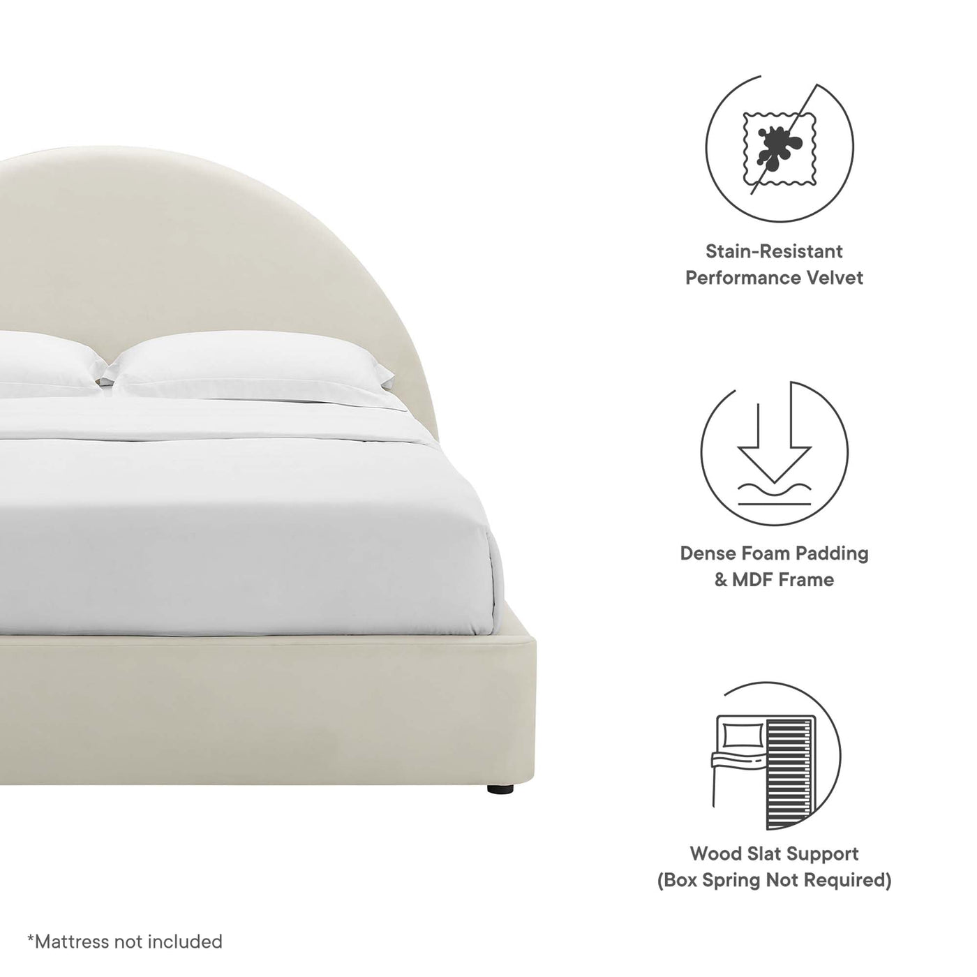 Resort Performance Velvet Arched Round Full Platform Bed by HouseOfZazla