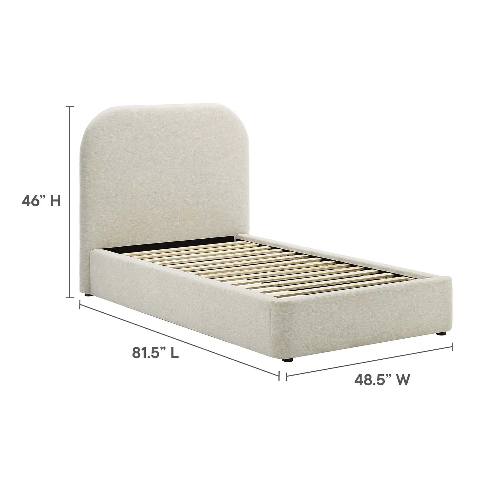 Keynote Upholstered Fabric Curved Twin Platform Bed by Modway by HouseOfZazla
