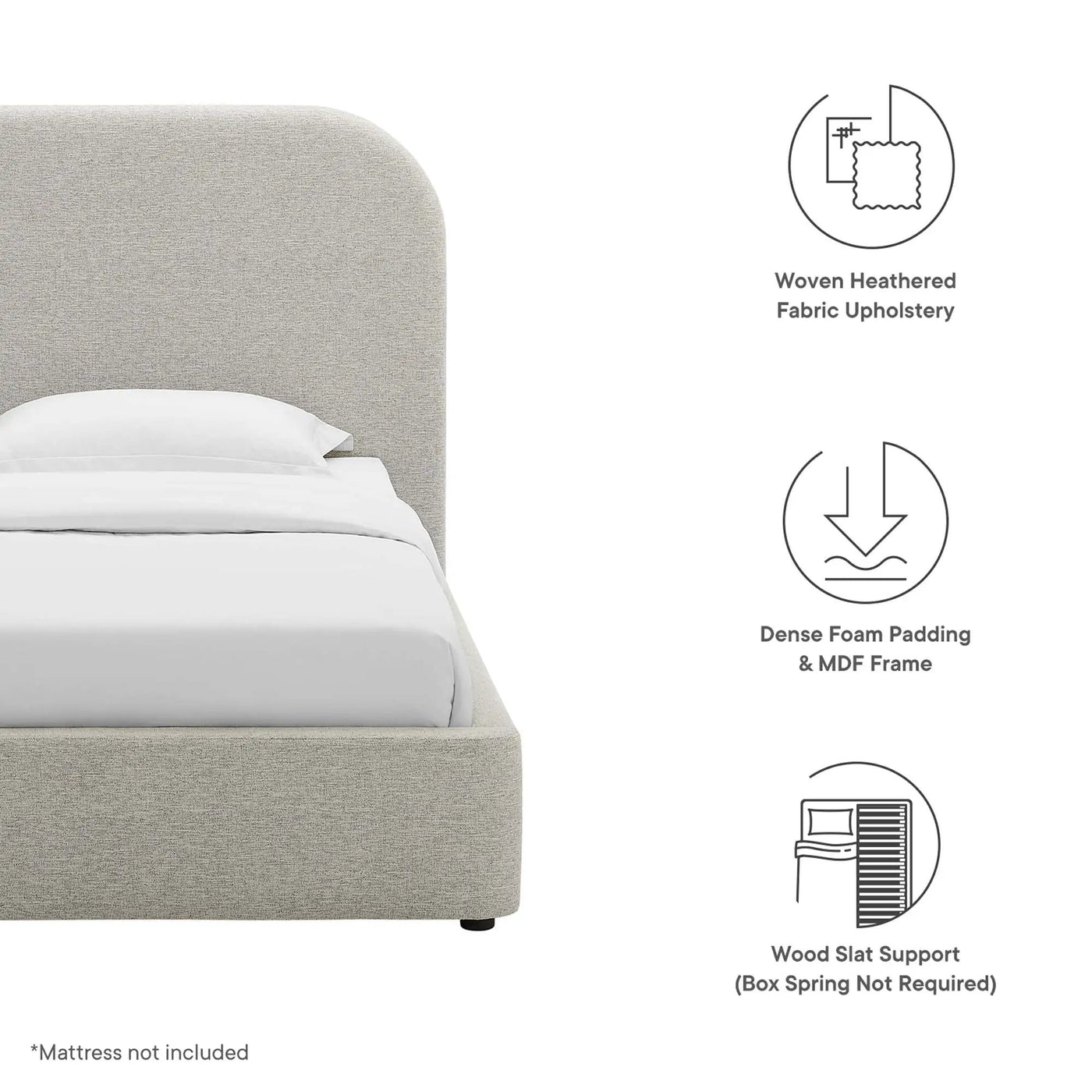 Keynote Upholstered Fabric Curved Twin Platform Bed by Modway by HouseOfZazla