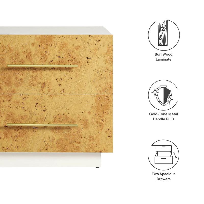 Abel 2-Drawer Burl Wood Nightstand by Modway by HouseOfZazla
