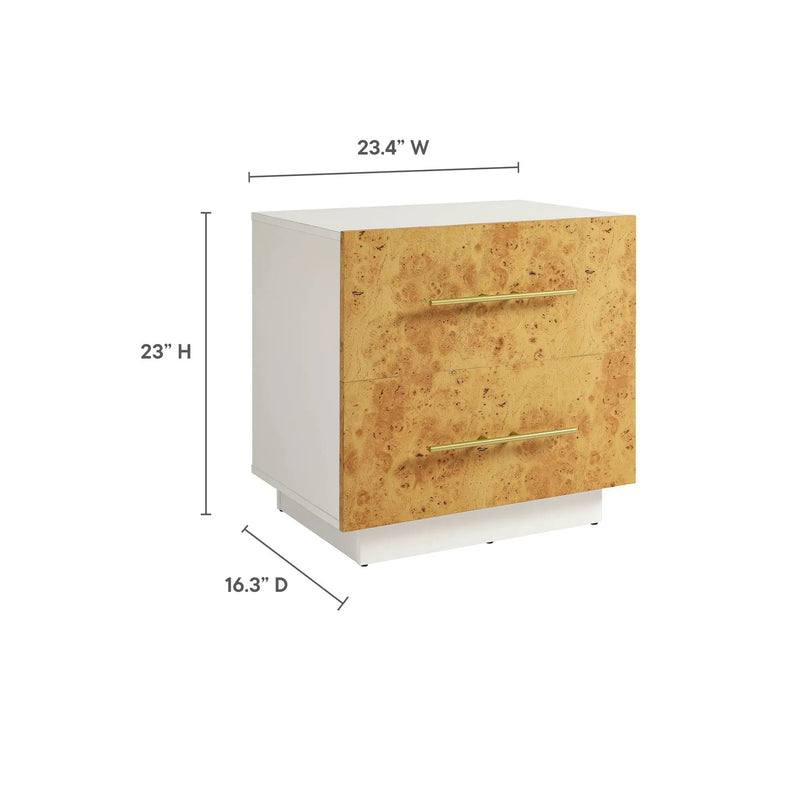 Abel 2-Drawer Burl Wood Nightstand by Modway by HouseOfZazla