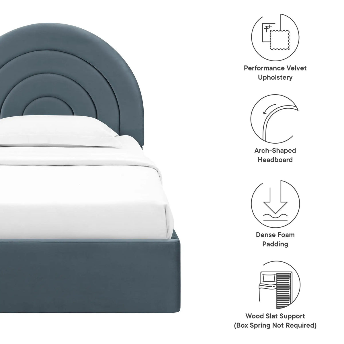 Solana Arched Performance Velvet Twin Platform Bed by HouseOfZazla