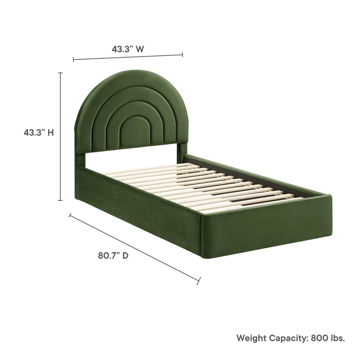 Solana Arched Performance Velvet Twin Platform Bed by HouseOfZazla