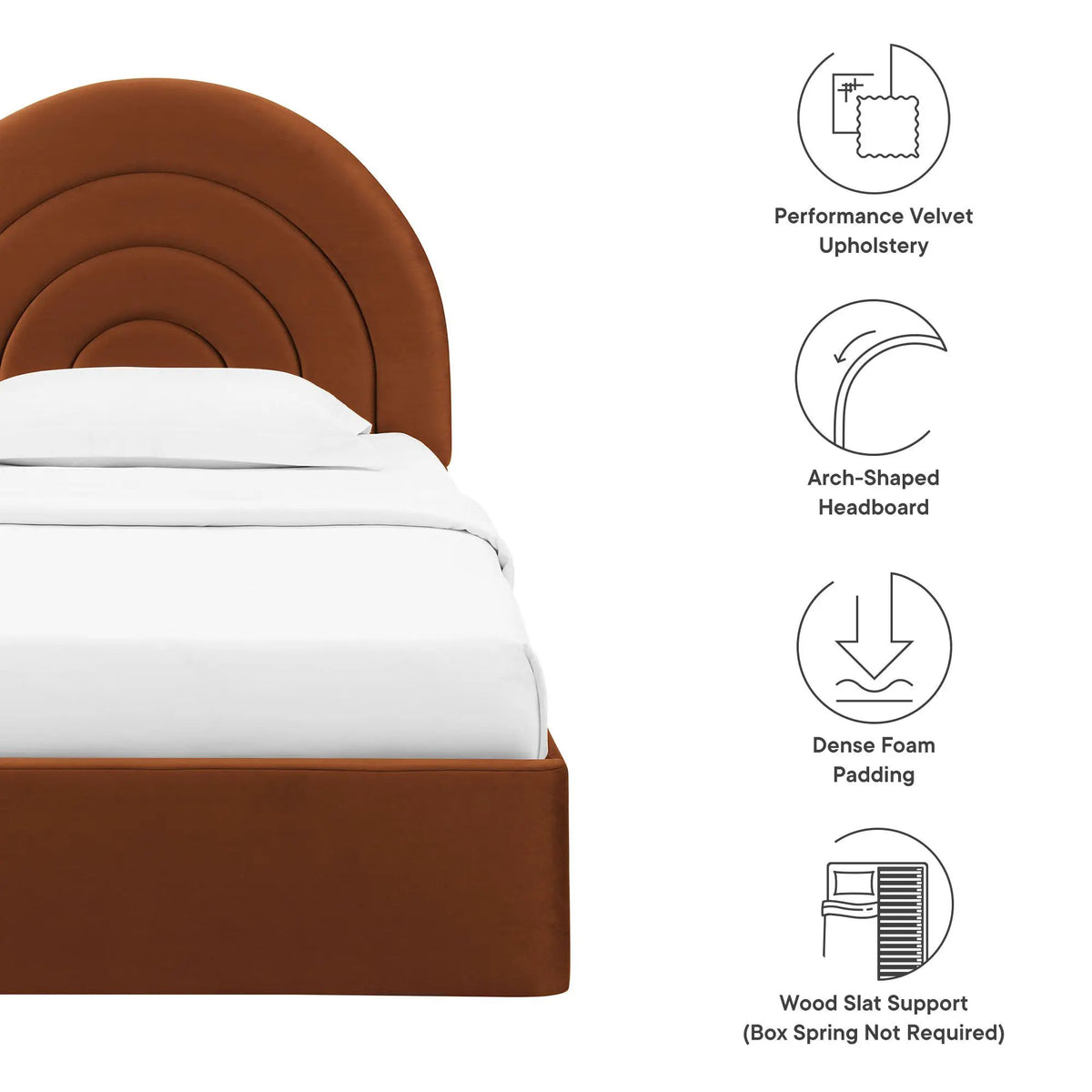 Solana Arched Performance Velvet Twin Platform Bed by HouseOfZazla