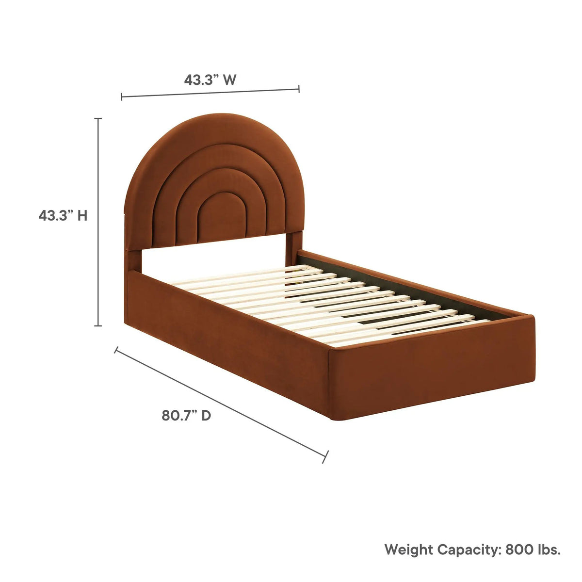 Solana Arched Performance Velvet Twin Platform Bed by HouseOfZazla