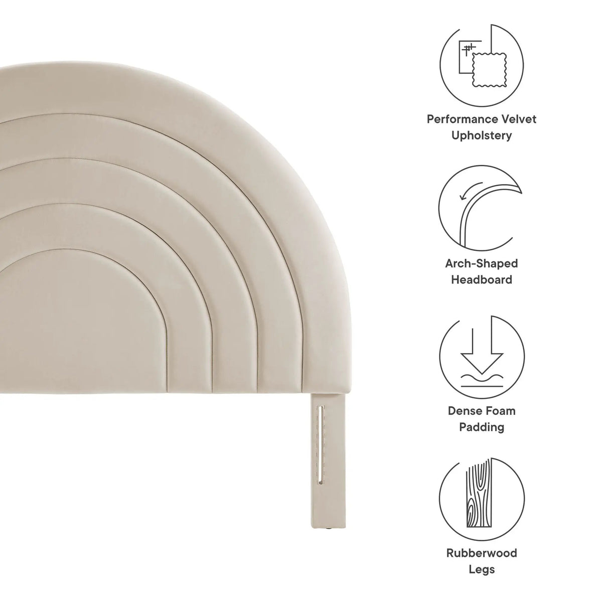 Solana Arched Performance Velvet Queen Headboard by HouseOfZazla