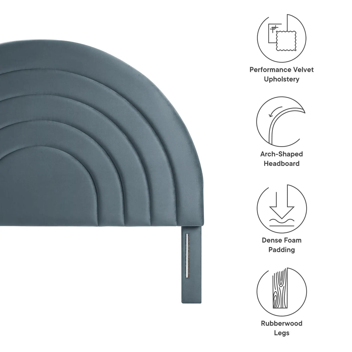 Solana Arched Performance Velvet Queen Headboard by HouseOfZazla