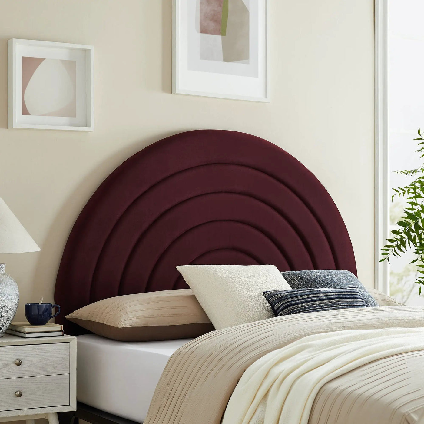 Solana Arched Performance Velvet Queen Headboard by HouseOfZazla