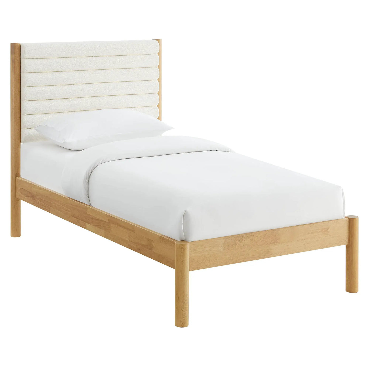 Olea Channel Tufted Boucle Solid Wood Twin Platform Bed by Modway by HouseOfZazla