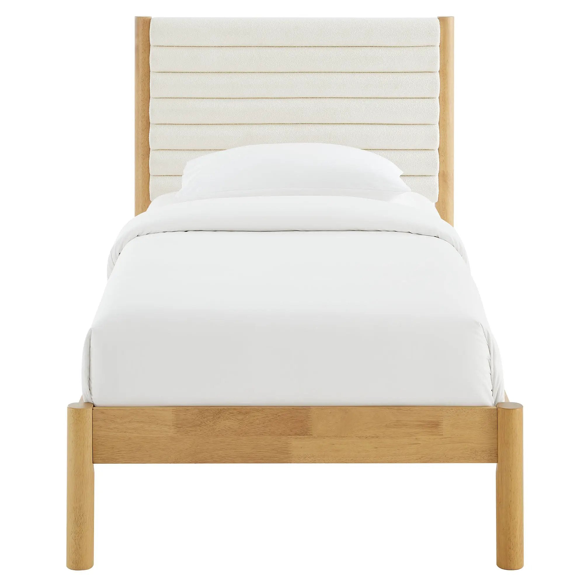 Olea Channel Tufted Boucle Solid Wood Twin Platform Bed by Modway by HouseOfZazla