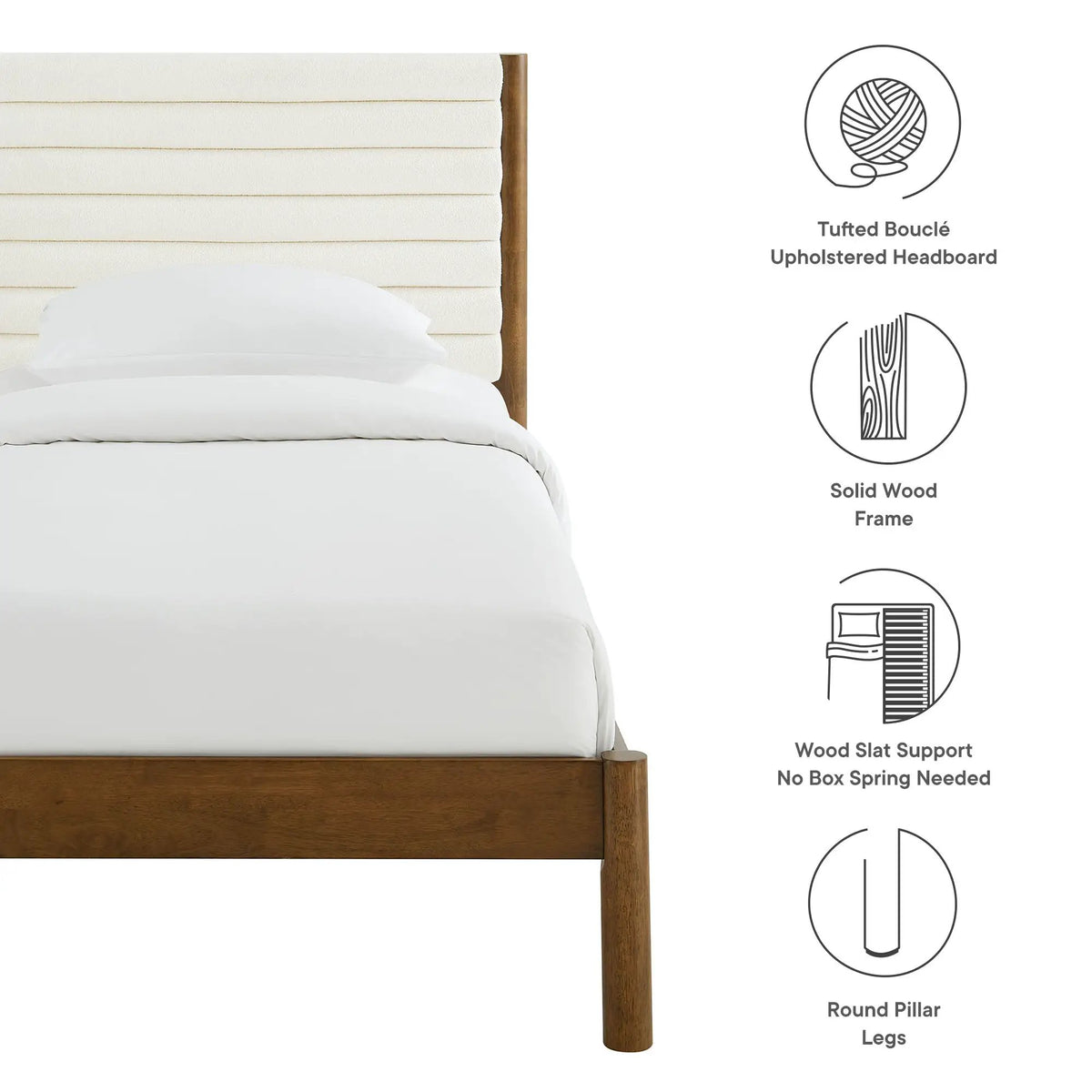 Olea Channel Tufted Boucle Solid Wood Twin Platform Bed by Modway by HouseOfZazla