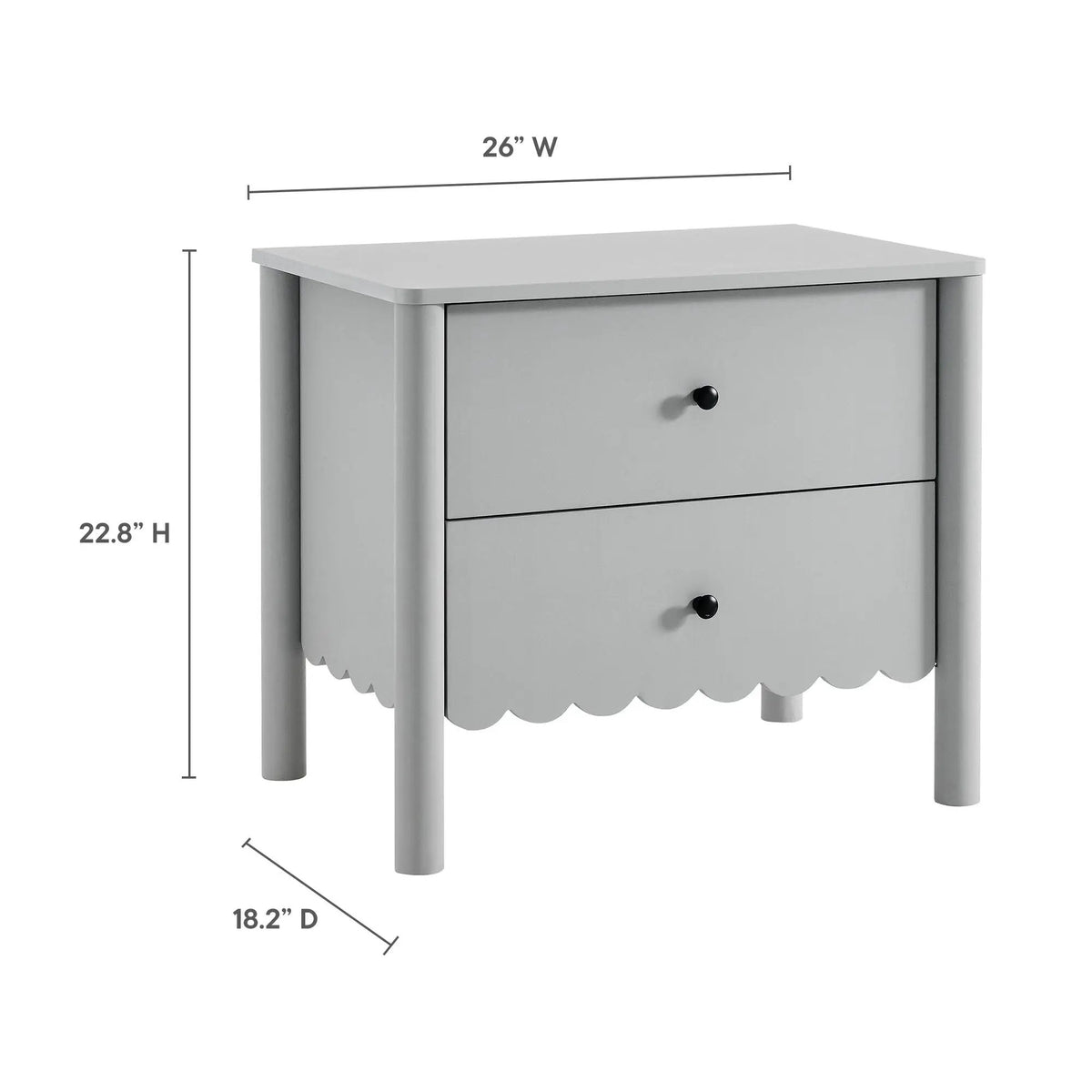 Emmeline Scalloped 2-Drawer Nightstand by Modway by HouseOfZazla