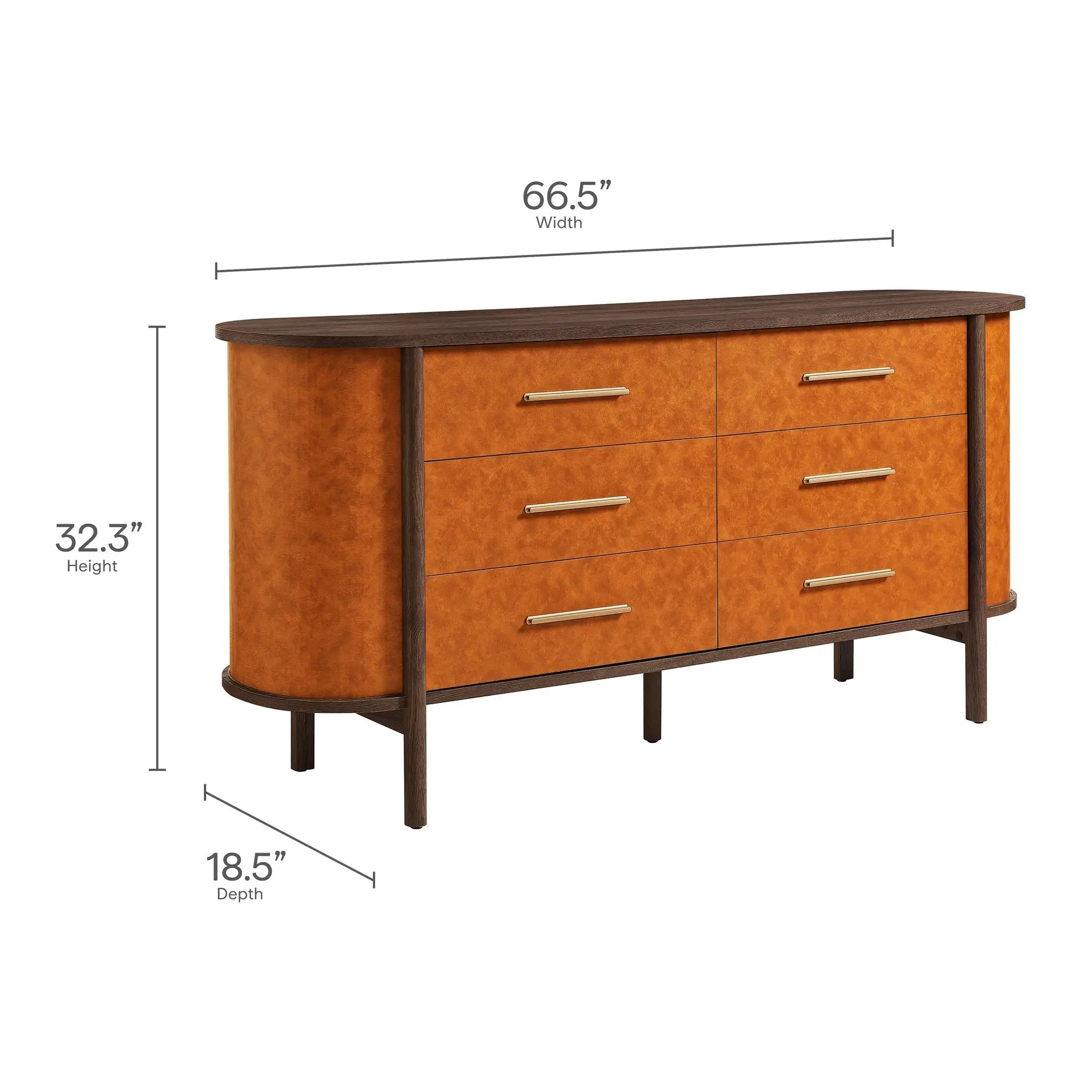 Coralie Curved 6-Drawer Vegan Leather Oval Dresser by Modway by HouseOfZazla