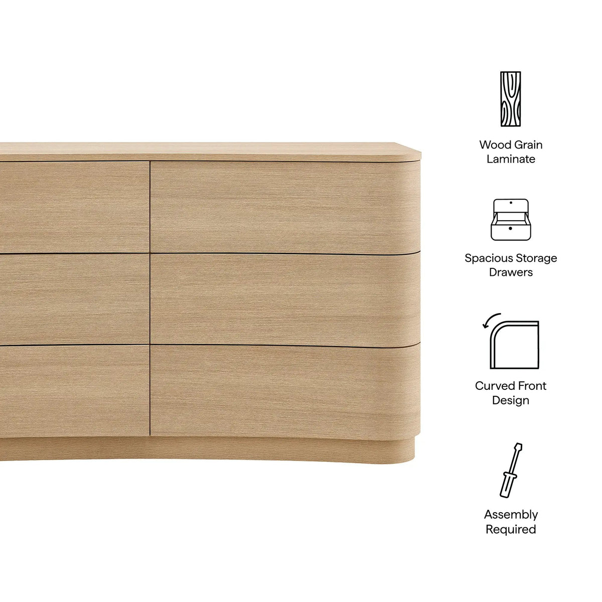 Mirae 6-Drawer Curved Dresser by Modway by HouseOfZazla