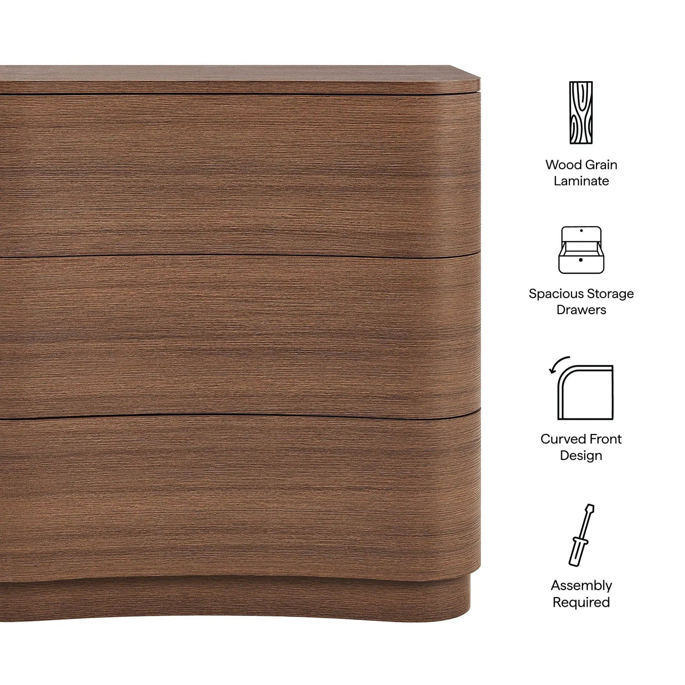 Mirae 3-Drawer Curved Compact Dresser by Modway by HouseOfZazla