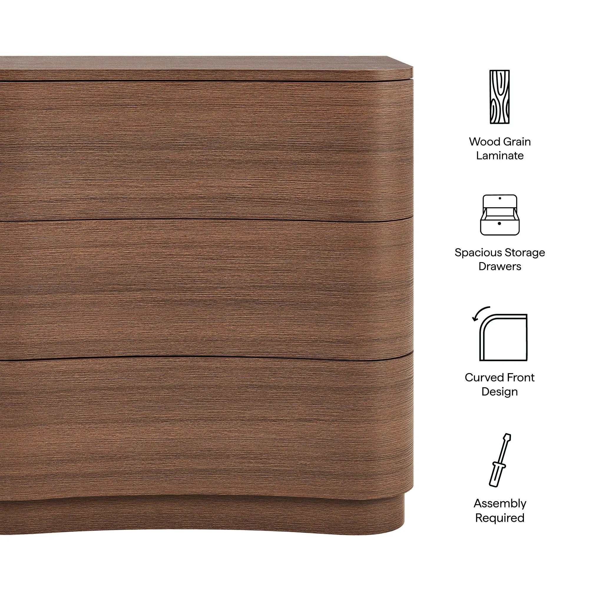 Mirae 3-Drawer Curved Compact Dresser by Modway by HouseOfZazla