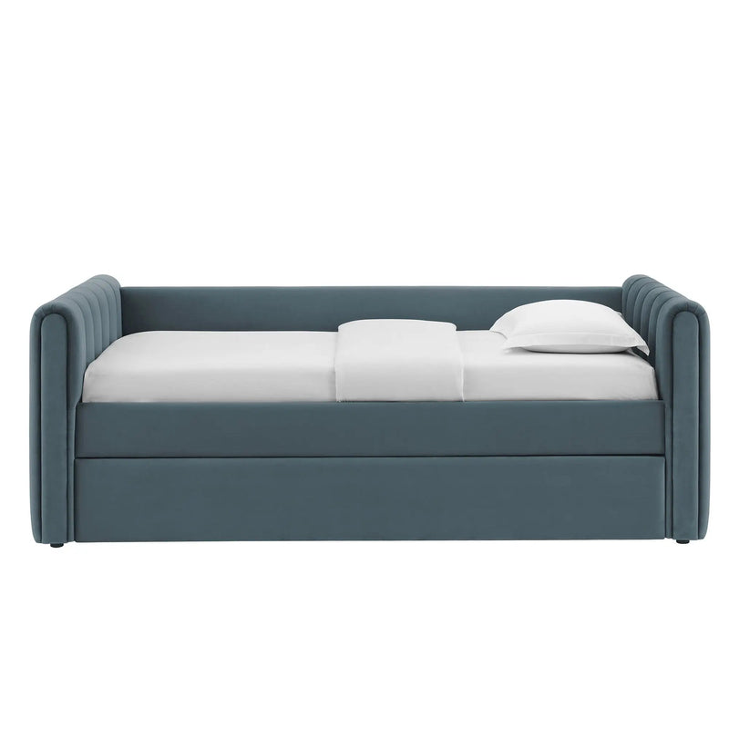 Veyla Channel Tufted Performance Velvet Twin Daybed With Trundle by HouseOfZazla