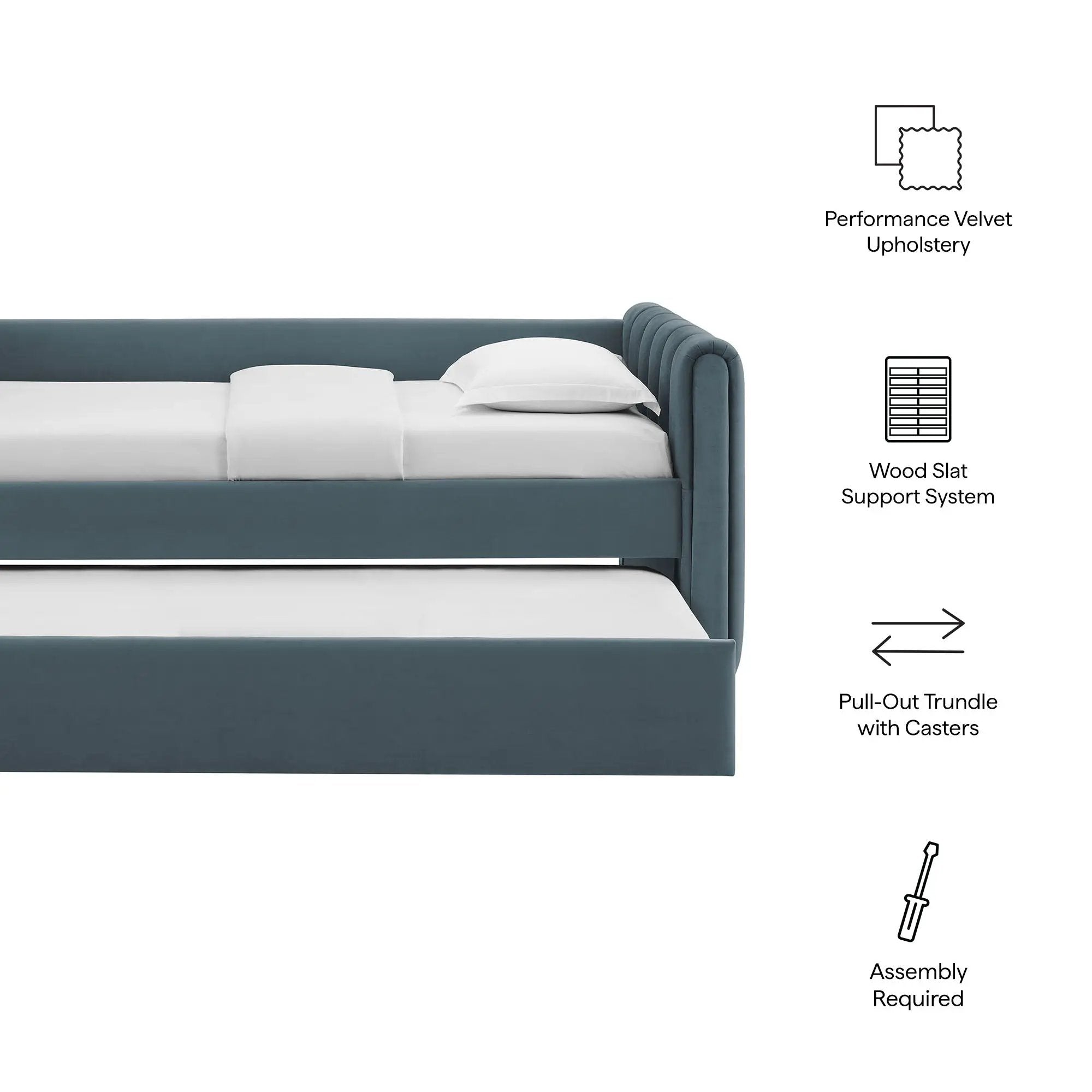 Veyla Channel Tufted Performance Velvet Twin Daybed With Trundle by HouseOfZazla