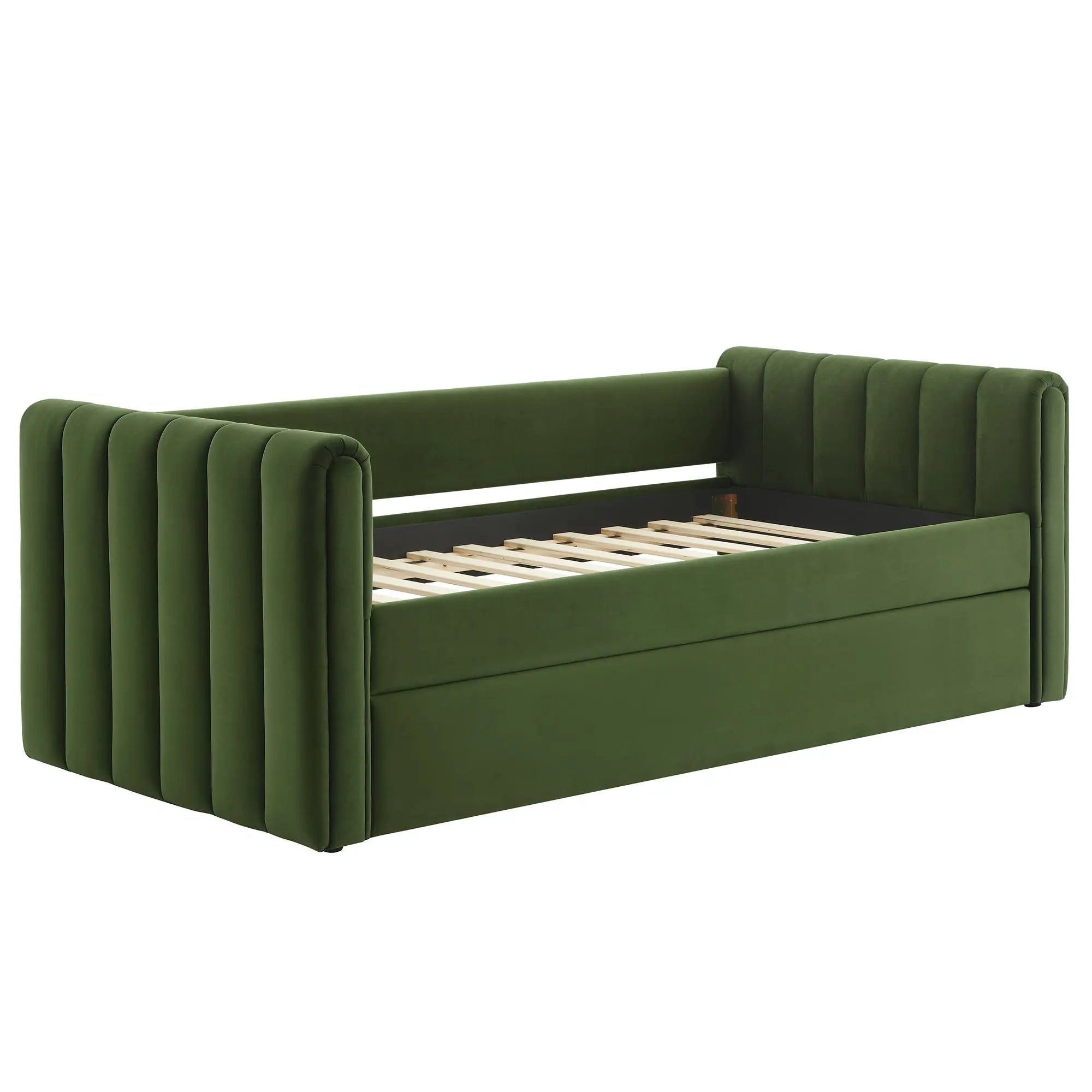 Veyla Channel Tufted Performance Velvet Twin Daybed With Trundle by HouseOfZazla