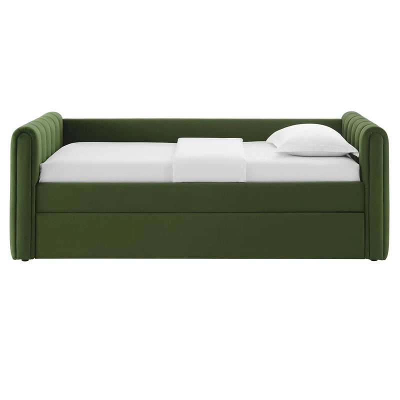 Veyla Channel Tufted Performance Velvet Twin Daybed With Trundle by HouseOfZazla