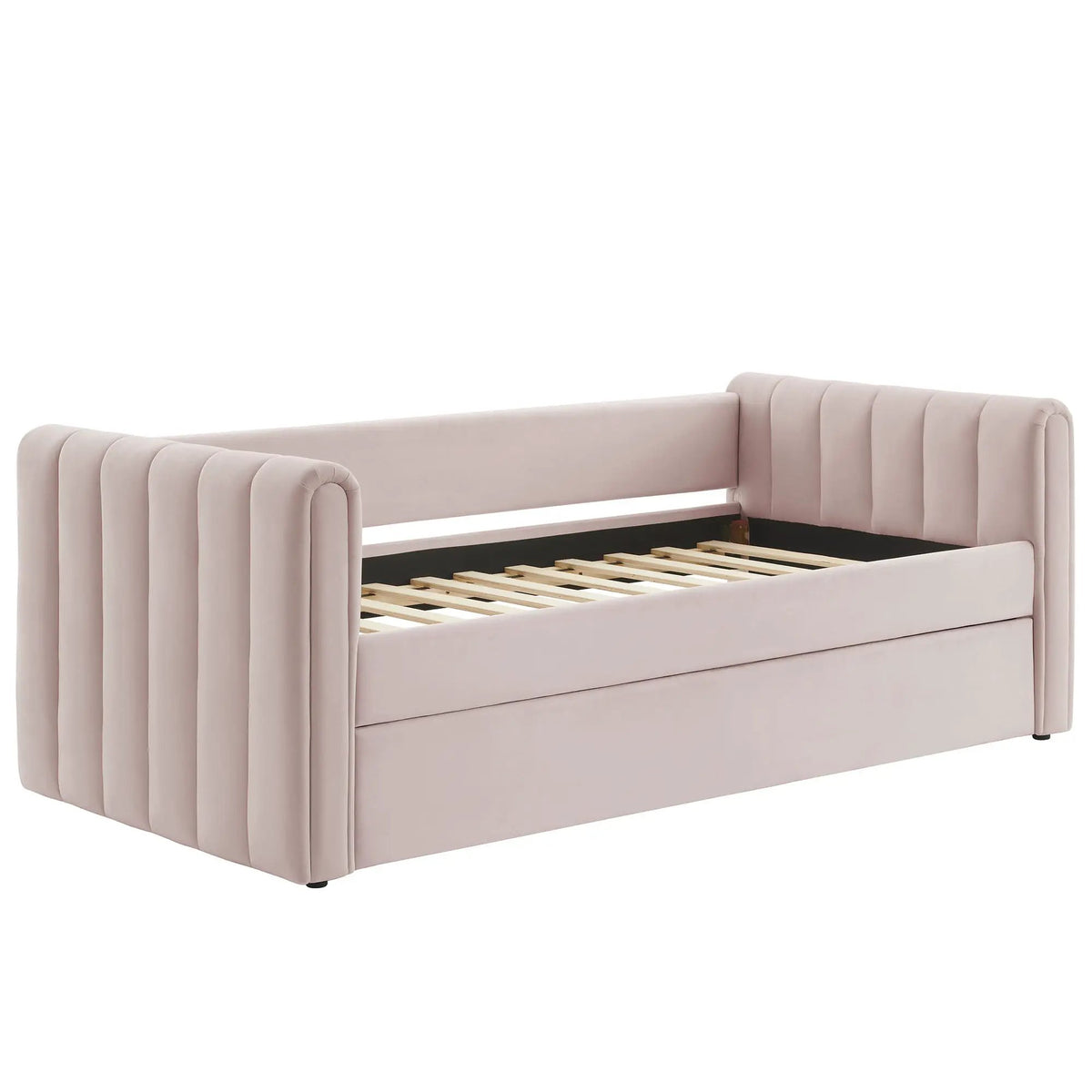 Veyla Channel Tufted Performance Velvet Twin Daybed With Trundle by HouseOfZazla
