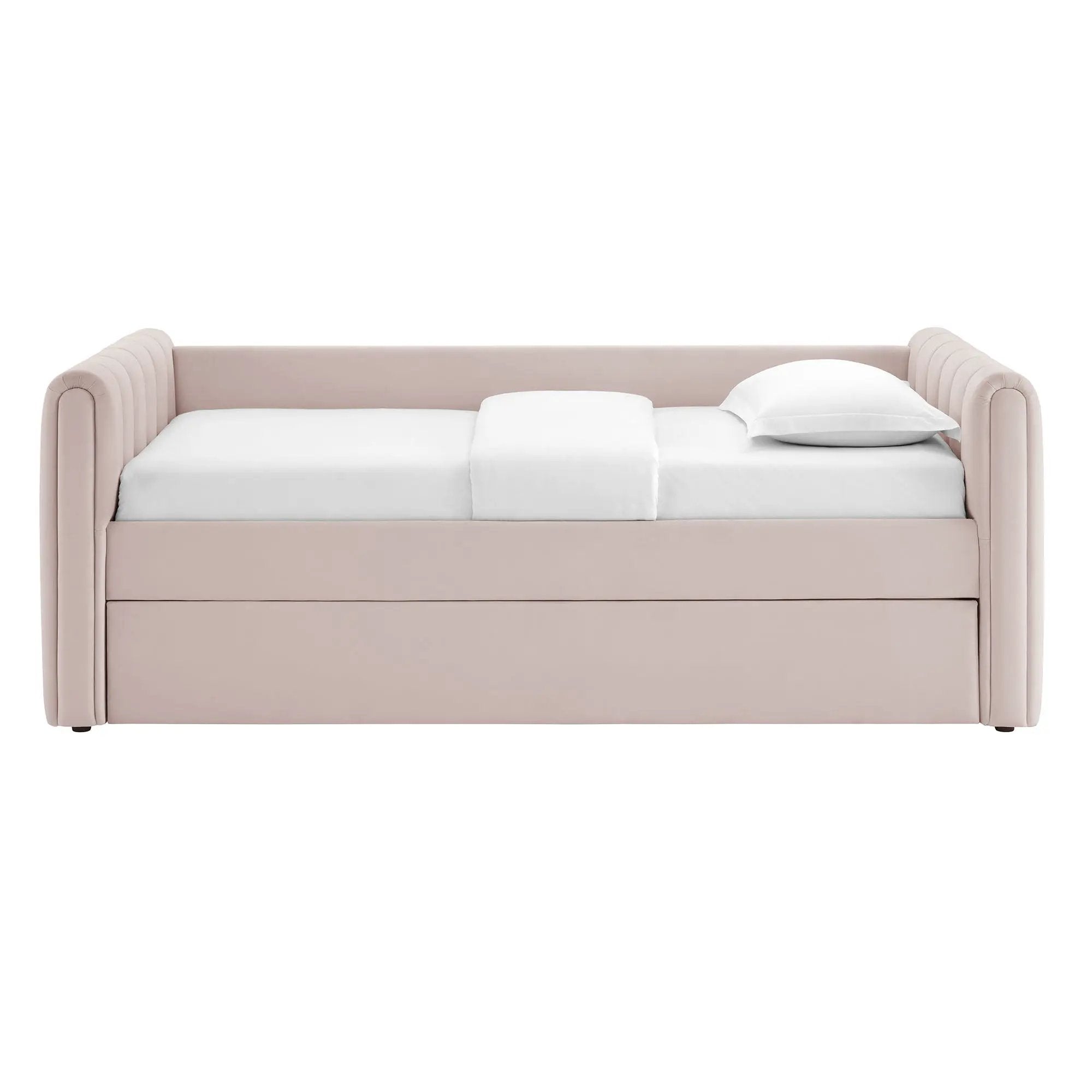 Veyla Channel Tufted Performance Velvet Twin Daybed With Trundle by HouseOfZazla