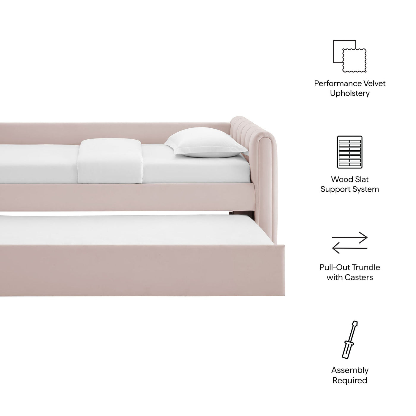 Veyla Channel Tufted Performance Velvet Twin Daybed With Trundle by HouseOfZazla