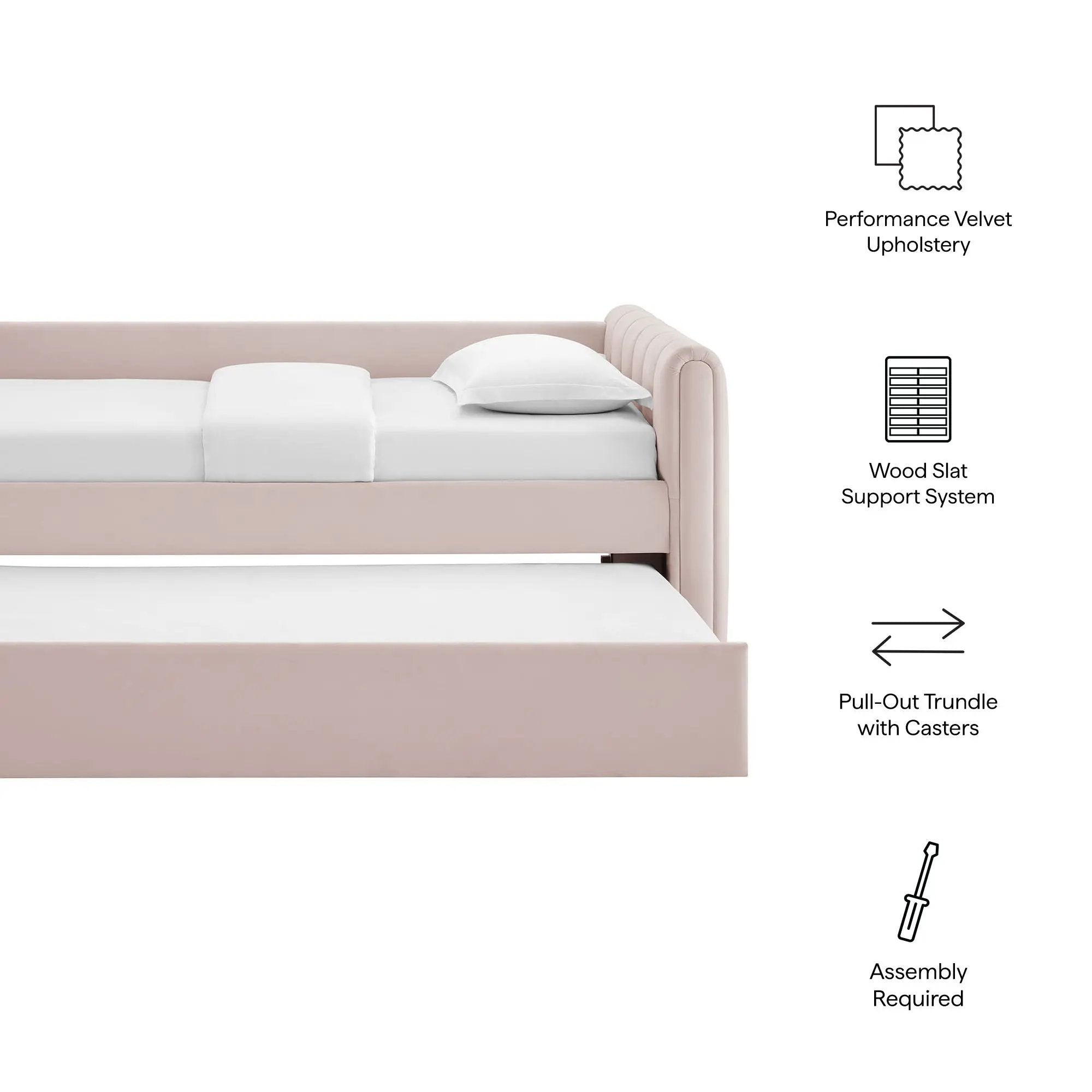 Veyla Channel Tufted Performance Velvet Twin Daybed With Trundle by HouseOfZazla