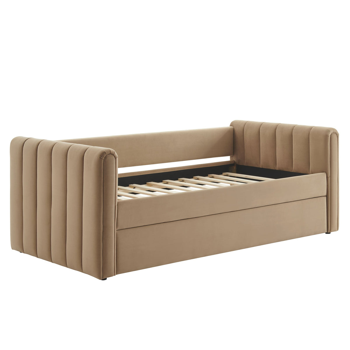 Veyla Channel Tufted Performance Velvet Twin Daybed With Trundle by HouseOfZazla