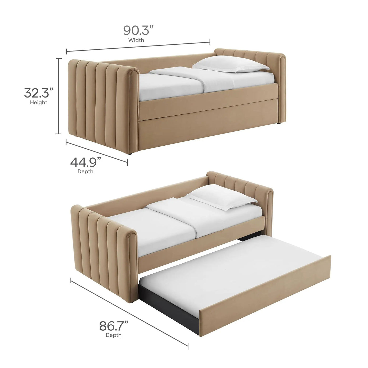 Veyla Channel Tufted Performance Velvet Twin Daybed With Trundle by HouseOfZazla