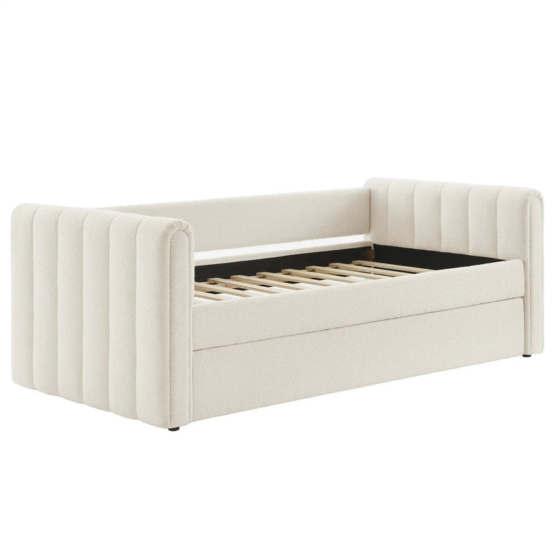 Veyla Channel Tufted Boucle Twin Daybed with Trundle by Modway by HouseOfZazla