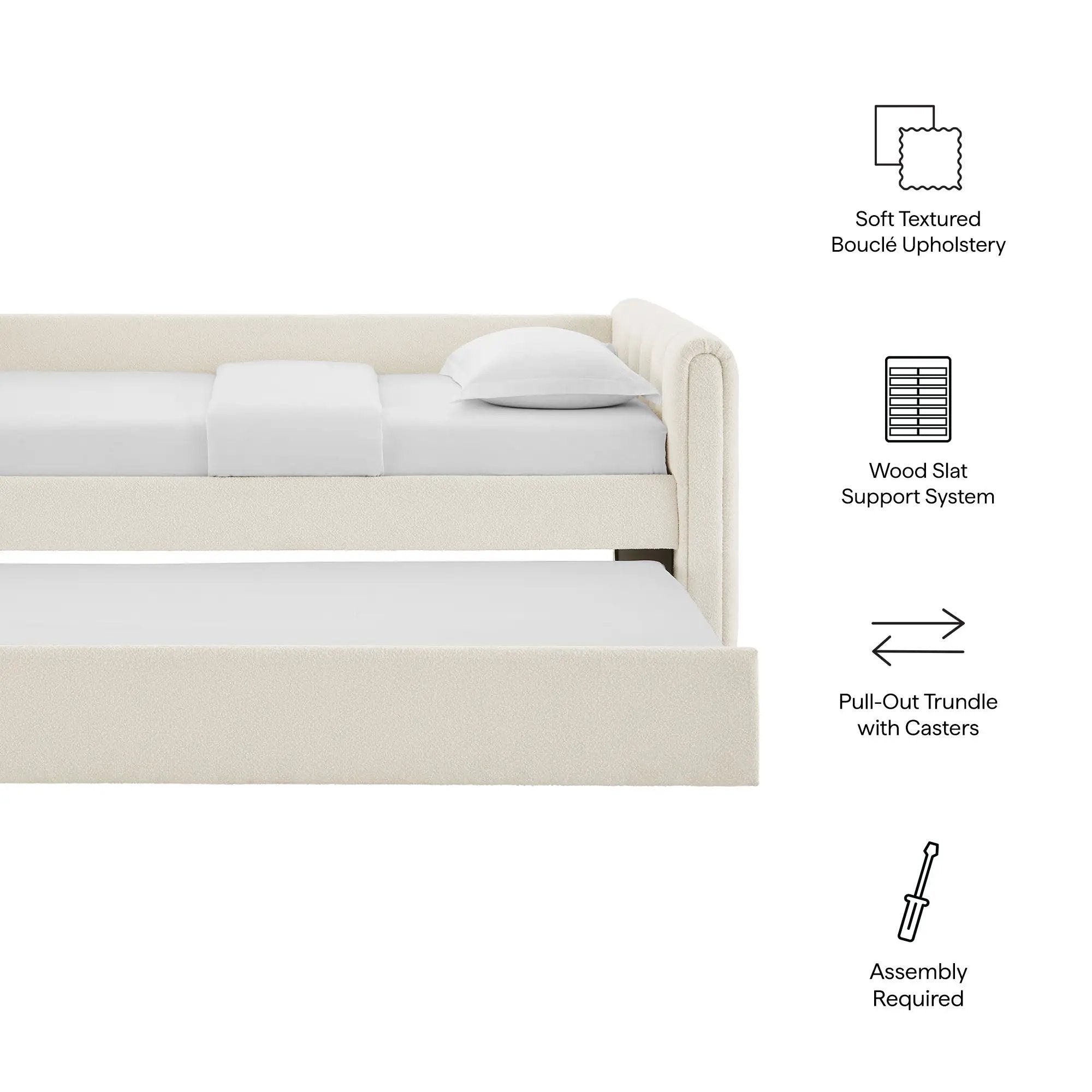Veyla Channel Tufted Boucle Twin Daybed with Trundle by Modway by HouseOfZazla