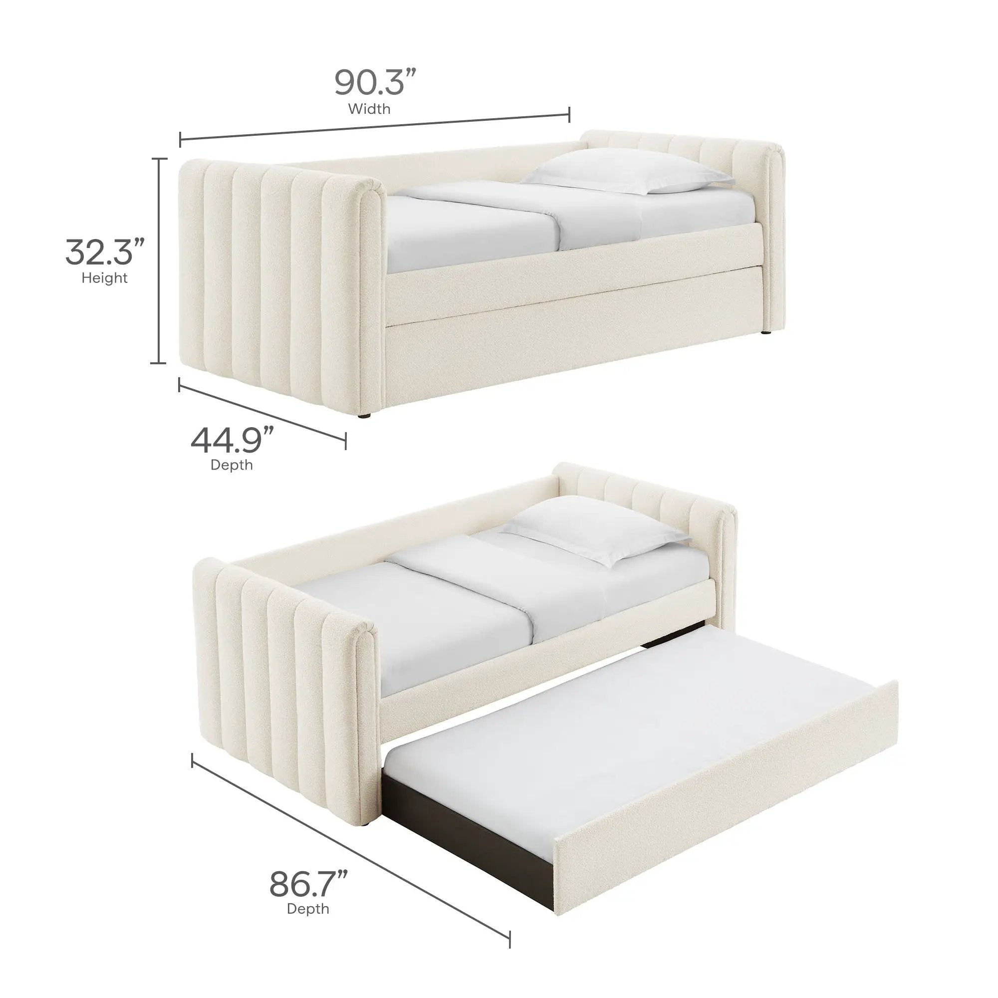 Veyla Channel Tufted Boucle Twin Daybed with Trundle by Modway by HouseOfZazla