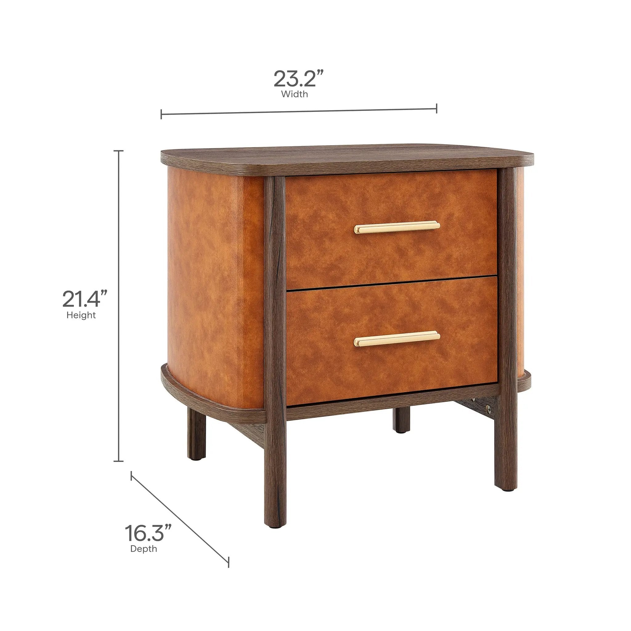 Coralie 2-Drawer Curved Vegan Leather Nightstand by Modway by HouseOfZazla