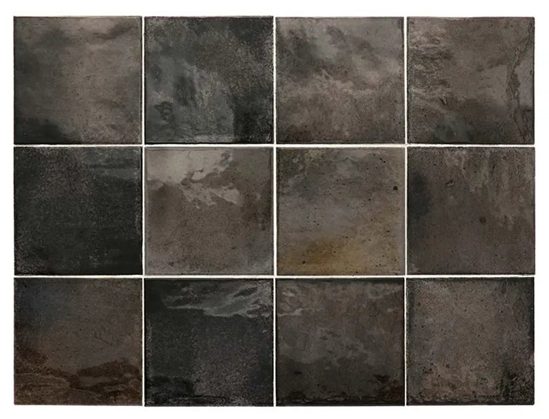 Black 4x4 Glossy Square Ceramic Tile (60 pack, 6.46 sq ft/case) by Apollo Tile