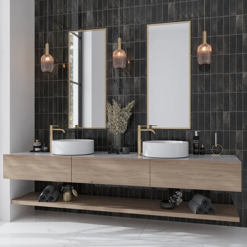 Black 2.5x8 Glossy Ceramic Subway Tile (38 pack, 5.38 sq ft/case) by Apollo Tile