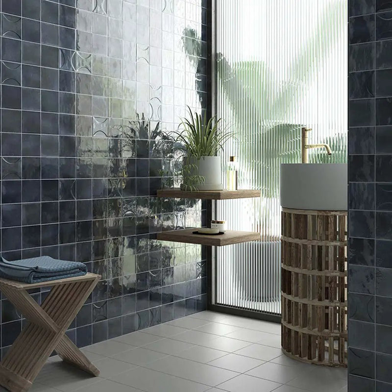 Spruce Blue 4x4 Glossy Square Ceramic Tile (60 pack, 6.48 sq ft/case) by Apollo Tile