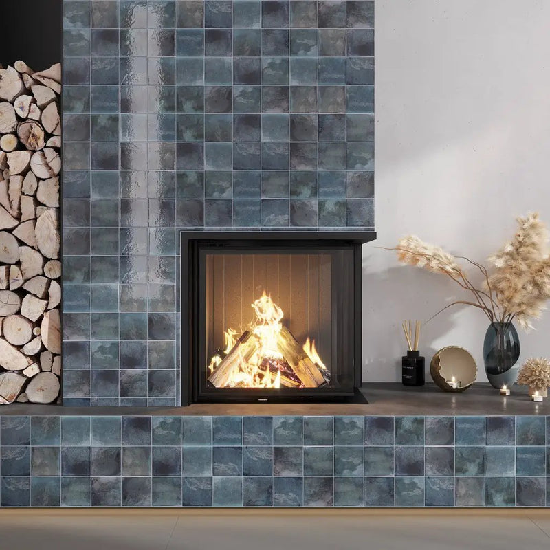 Spruce Blue 0.5x8 Glossy Ceramic Pencil Tile Trim (10 pack, 0.7 sq ft/case) by Apollo Tile