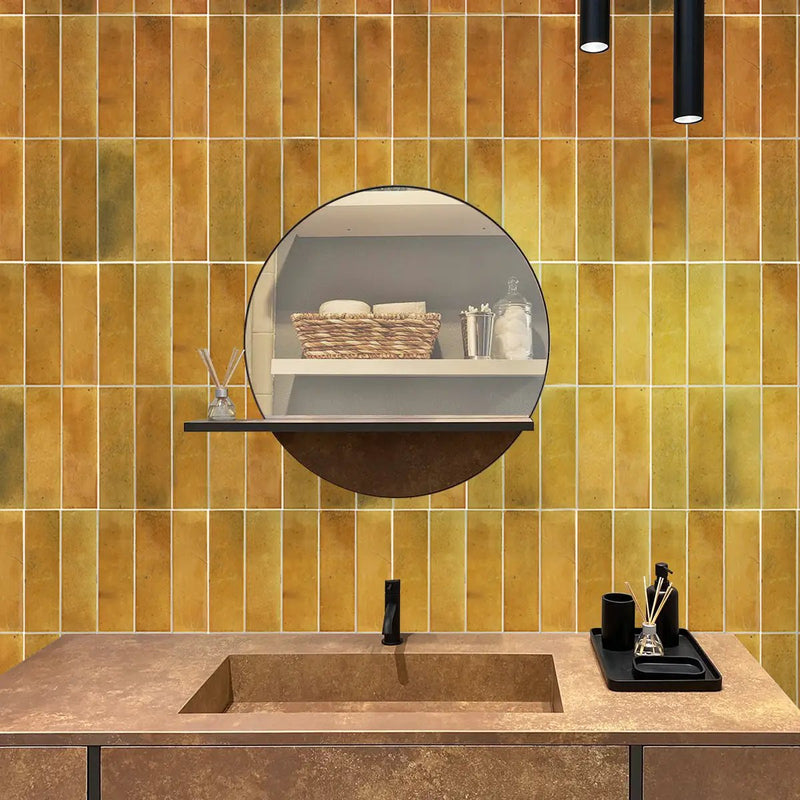 Honey Orange 2.5x8 Glossy Ceramic Subway Tile (38 pack, 5.38 sq ft/case) by Apollo Tile