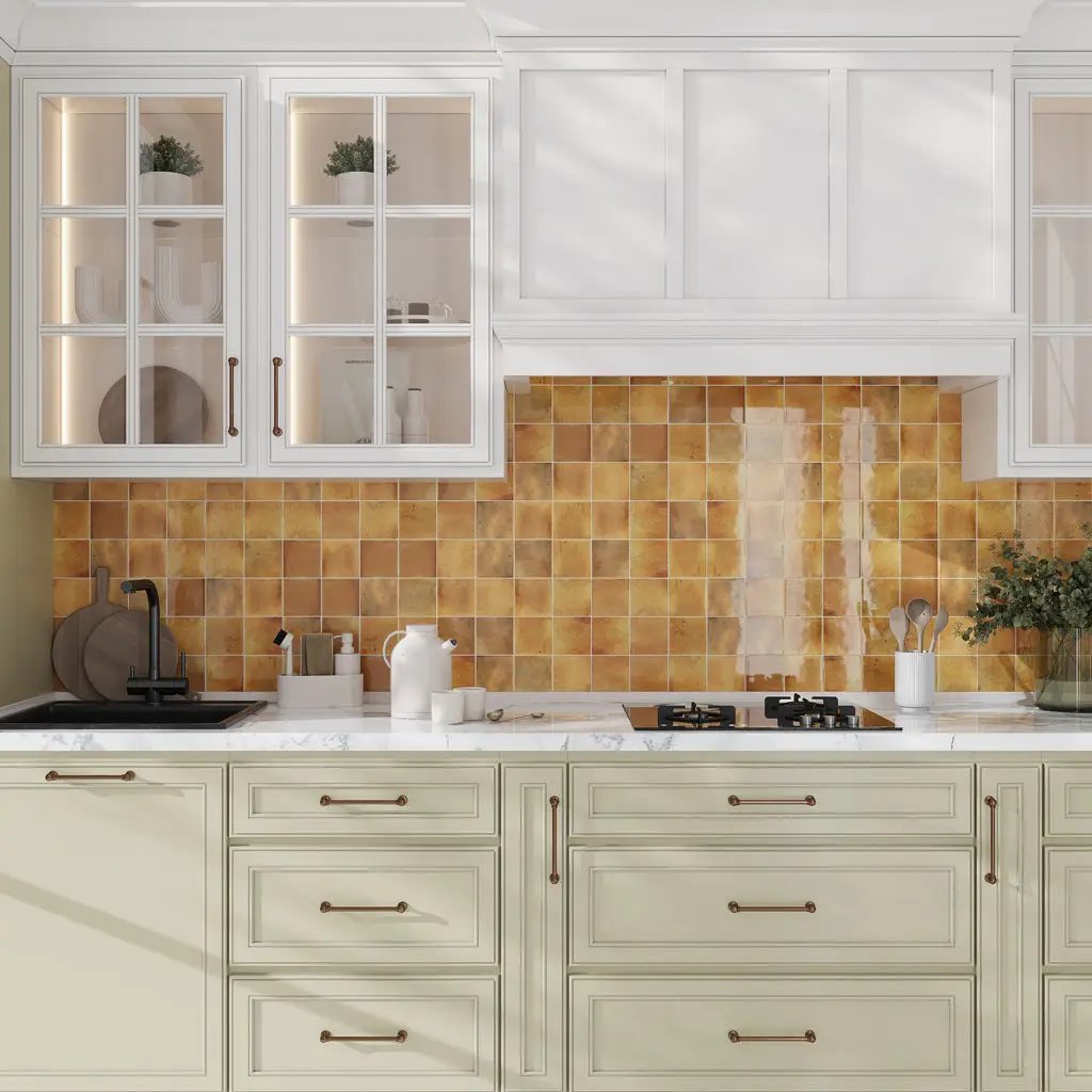 Honey Orange 4x4 Glossy Square Ceramic Tile (60 pack, 6.48 sq ft/case) by Apollo Tile