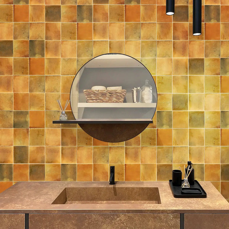 Honey Orange 4x4 Glossy Square Ceramic Tile (60 pack, 6.48 sq ft/case) by Apollo Tile