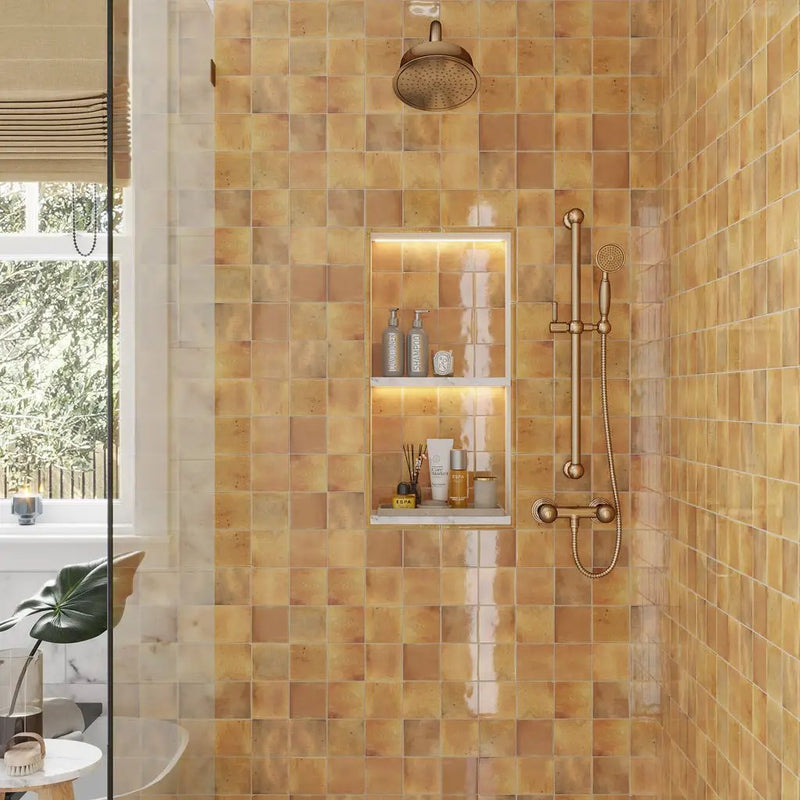 Honey Orange 0.5x8 Glossy Ceramic Pencil Tile Trim (10 pack, 0.7 sq ft/case) by Apollo Tile